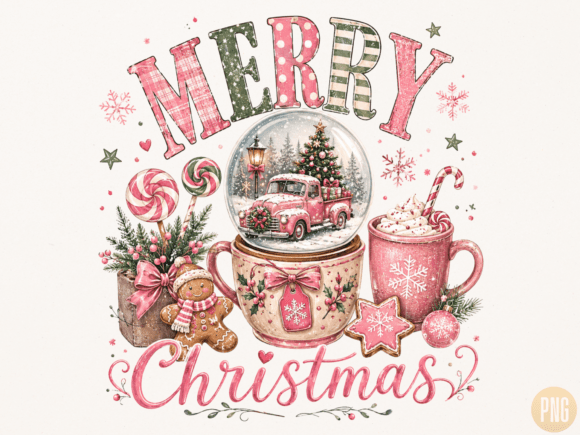 Download Merry Christmas Pink Snow Globe PNG - Snow Collection