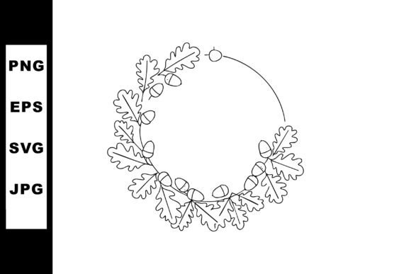 Download Oak Branch Wreath with Acorns Vector out - Vector Collection