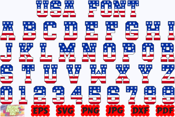 Download USA Flag Alphabet SVG |American Font SVG - Premium Bundle